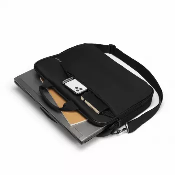 DICOTA Top Traveller One - 15-1713n Torba na notebooka - Czarna / 300d Poliester z recyklingu PET
