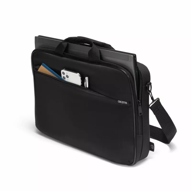 DICOTA Top Traveller One - 15-1713n Torba na notebooka - Czarna / 300d Poliester z recyklingu PET