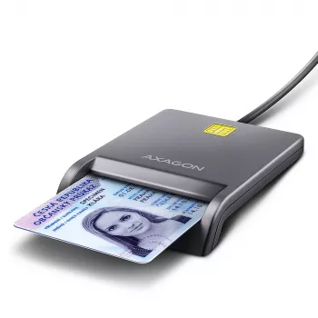 Axagon CRE-SM3T USB-A Smart / ID card płaski Reader, USB 2.0, 1,3 m, Czarny, 56 g