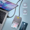 Axagon CRE-SM3T USB-A Smart / ID card płaski Reader, USB 2.0, 1,3 m, Czarny, 56 g