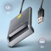 Axagon CRE-SM3T USB-A Smart / ID card płaski Reader, USB 2.0, 1,3 m, Czarny, 56 g