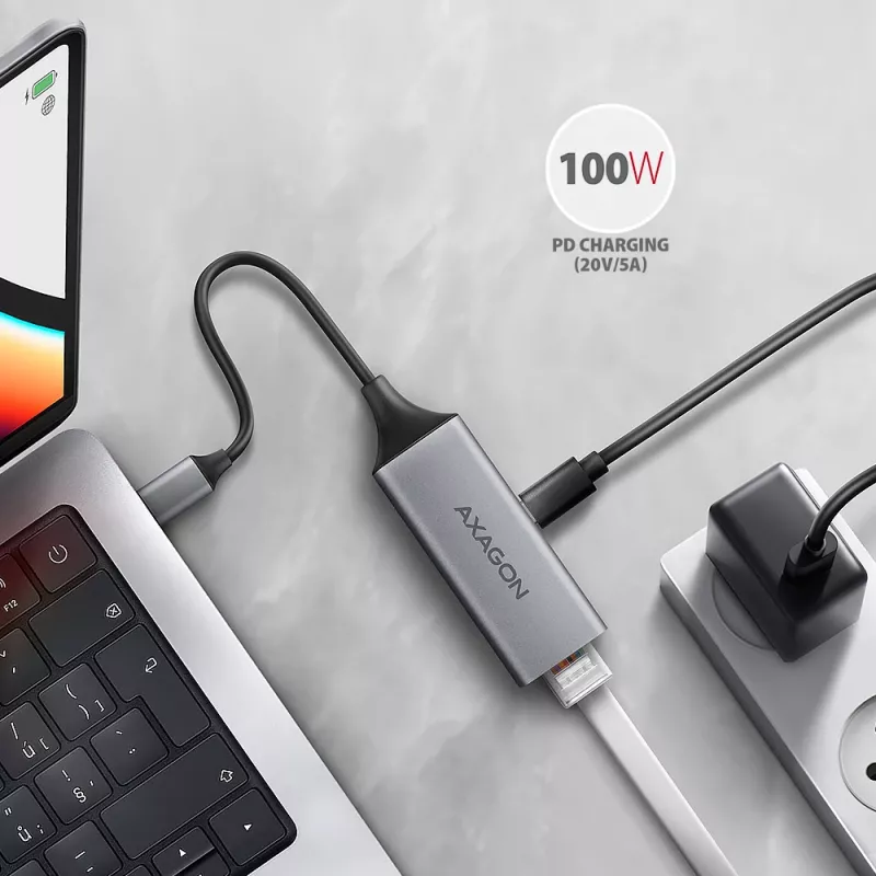 Axagon ADE-TXPD USB-C Gigabit Ethernet Adapter z PD 100W