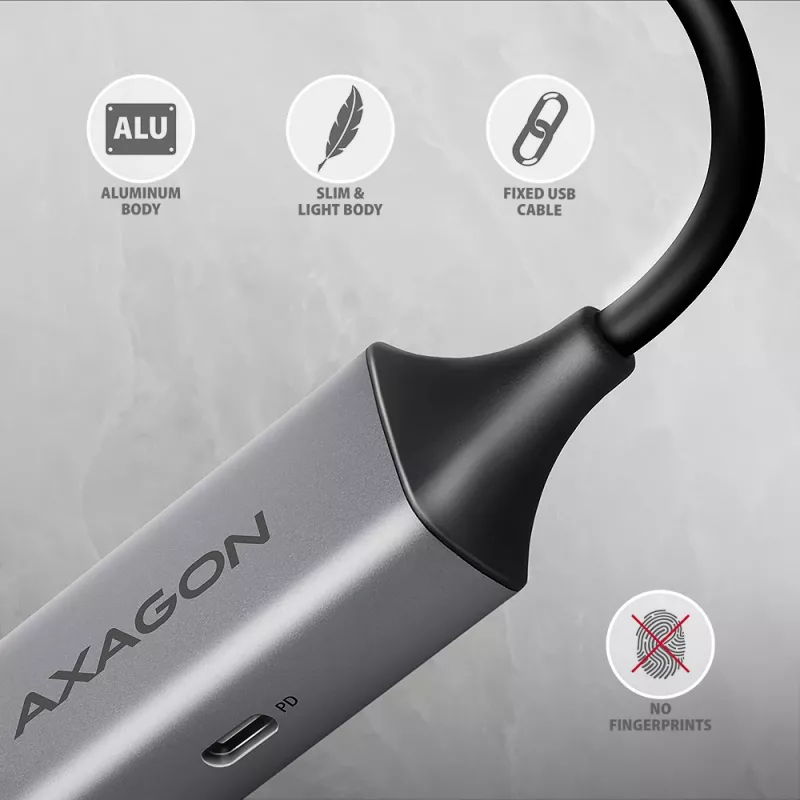 Axagon ADE-TXPD USB-C Gigabit Ethernet Adapter z PD 100W