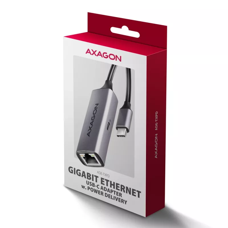 Axagon ADE-TXPD USB-C Gigabit Ethernet Adapter z PD 100W