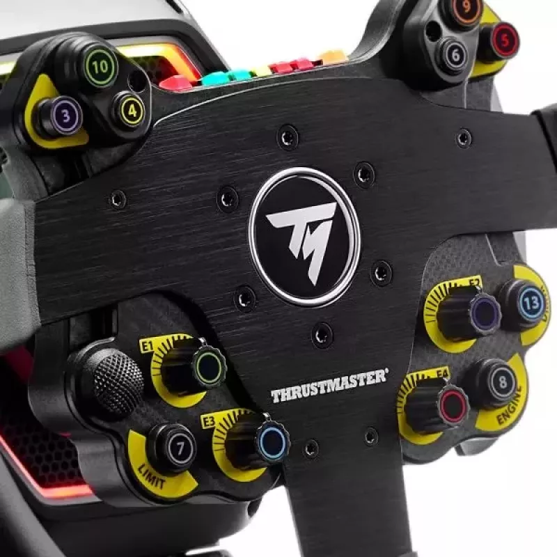 Kierownica Thrustmaster Evo Racing 32R Leather, czarna, żółta, PC, PlayStation 4, PlayStation 5, Xbox, Xbox One