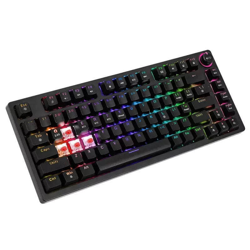 Klawiatura gamingowa Savio SAVGK-PHENIX żółty USB RF bezprzewodowa Bluetooth mechaniczna 82 klawisze RGB
