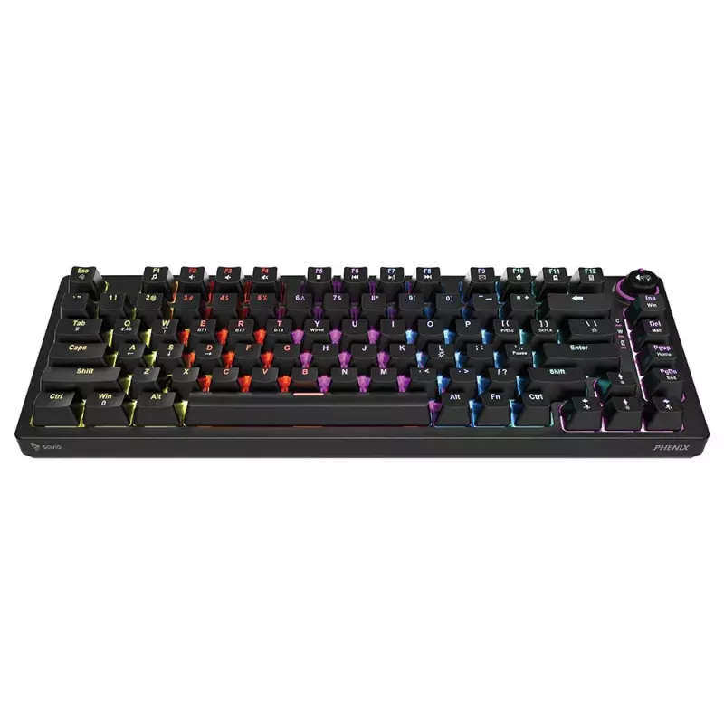 Klawiatura gamingowa Savio SAVGK-PHENIX żółty USB RF bezprzewodowa Bluetooth mechaniczna 82 klawisze RGB