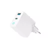 GEMBIRD 2-portowa 30W GaN szybka ładowarka USB LED biała — 1x USB-C PD 30W, 1x USB-A, 100–240V, 92 g