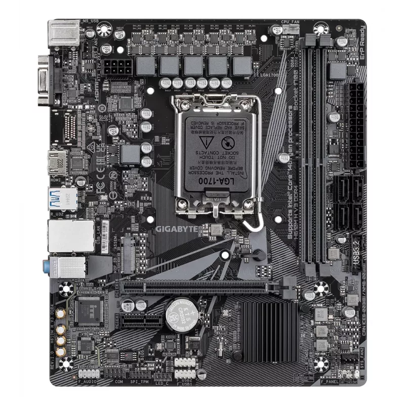 Płyta główna GIGABYTE H610M H V3 DDR4 - obsługa procesorów Intel Core 14. generacji, 4+1+1 faz hybrydowych VRM, pamięci DDR4 do 3200 MHz, 1x PCIe 3.0 M.2, LAN GbE, USB 3.2 Gen 1