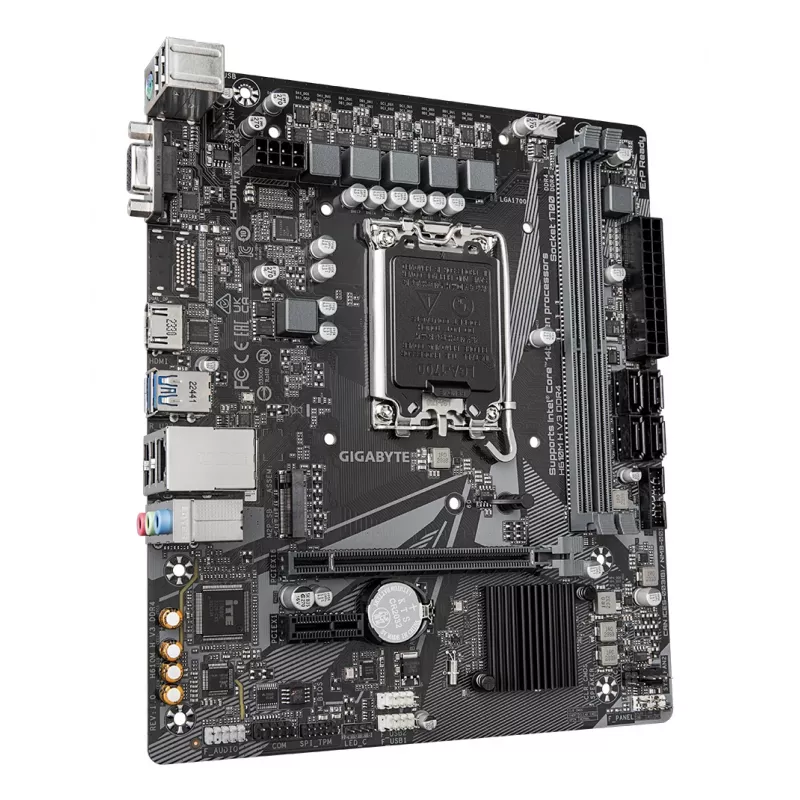 Płyta główna GIGABYTE H610M H V3 DDR4 - obsługa procesorów Intel Core 14. generacji, 4+1+1 faz hybrydowych VRM, pamięci DDR4 do 3200 MHz, 1x PCIe 3.0 M.2, LAN GbE, USB 3.2 Gen 1