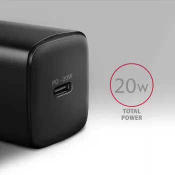 Ładowarka sieciowa Axagon ACU-PD20 1x QC3.0/AFC/FCP/PD Type-C 20 W czarna
