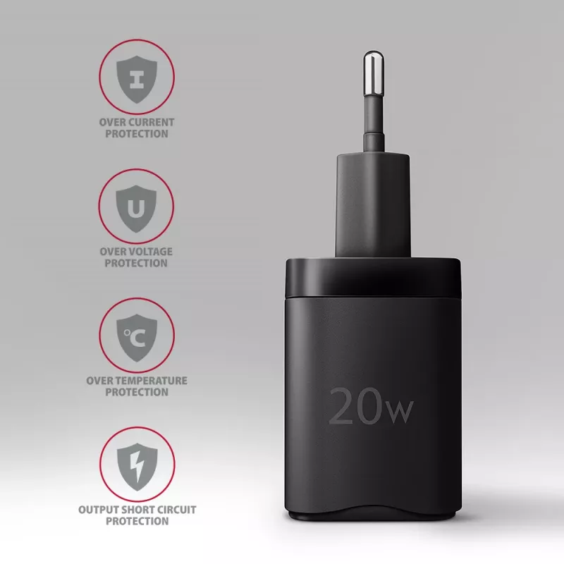 Ładowarka sieciowa Axagon ACU-PD20 1x QC3.0/AFC/FCP/PD Type-C 20 W czarna