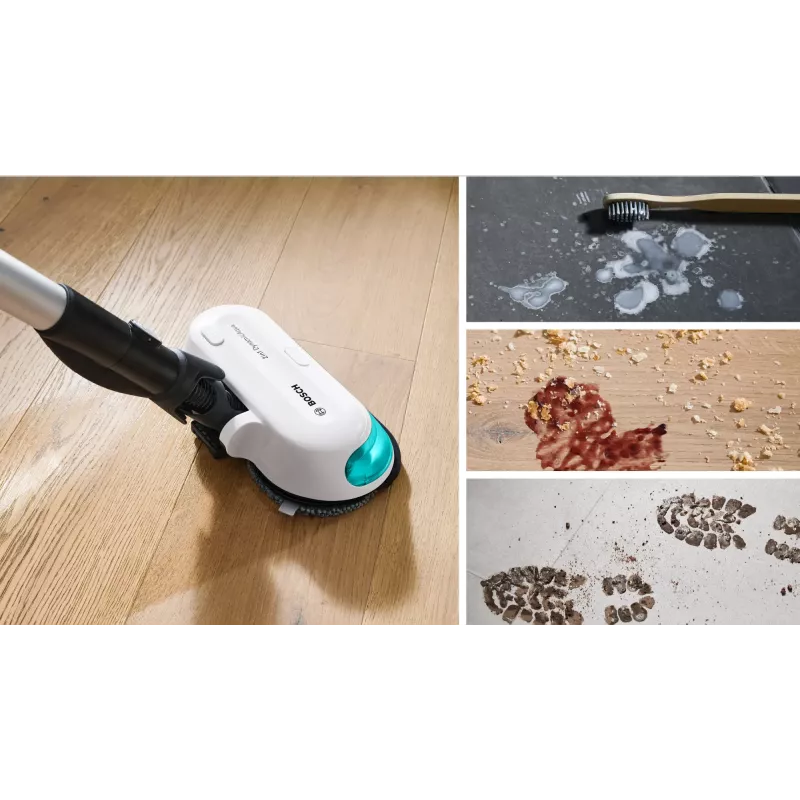 Bosch Unlimited 7 ProHygienic Aqua BCS71HYG1 bezprzewodowy odkurzacz pionowy 2w1 z funkcją mopowania, 18 V, HEPA, bez worka, 0,3 l, biały