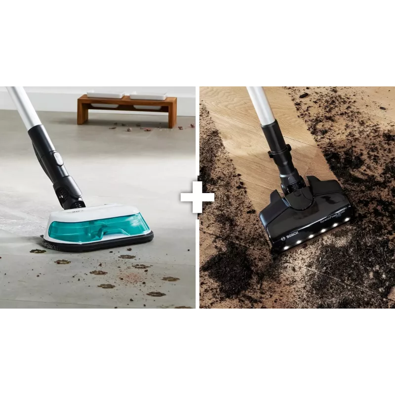 Bosch Unlimited 7 ProHygienic Aqua BCS71HYG1 bezprzewodowy odkurzacz pionowy 2w1 z funkcją mopowania, 18 V, HEPA, bez worka, 0,3 l, biały