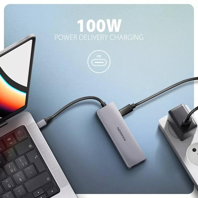 Axagon HMC-5H60 hub USB 5Gbps, 2x USB-A, 1x USB-C, HDMI 4k/60Hz, PD 100W, kabel USB-C