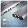 Axagon HMC-6G2L USB 10Gbps hub, 2x USB-A, 1x USB-C, HDMI 4k/60Hz, RJ-45, PD 100W