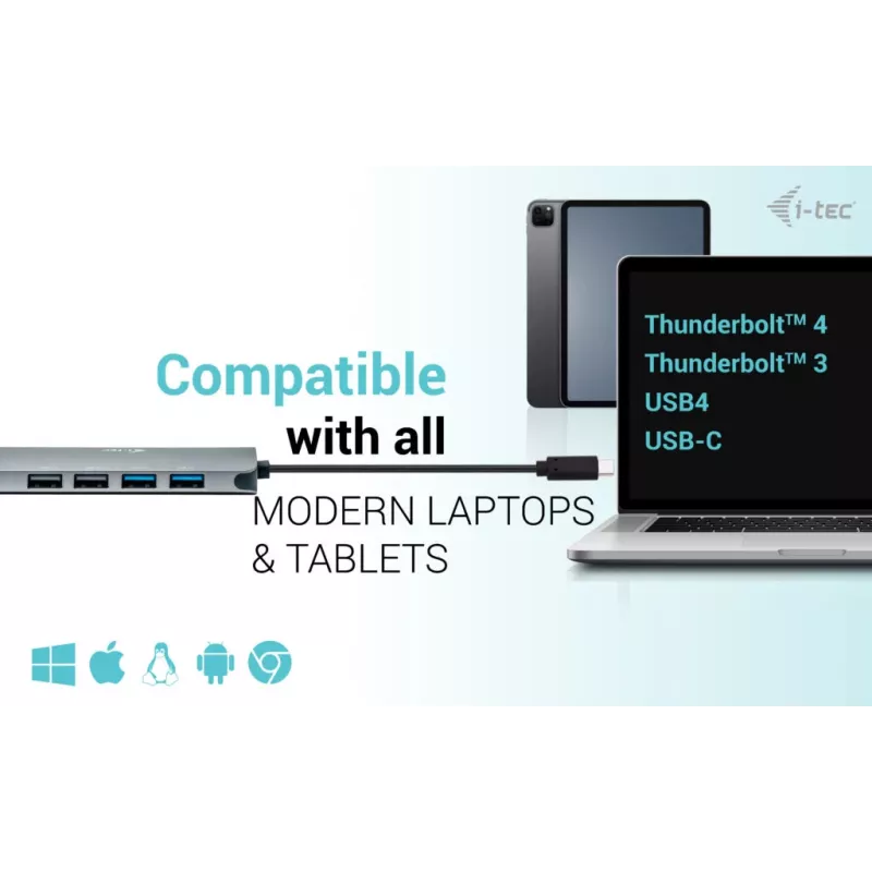 i-tec Metal USB-C Nano 2x Display Docking Station z PD 100 W + Ładowarka 100W