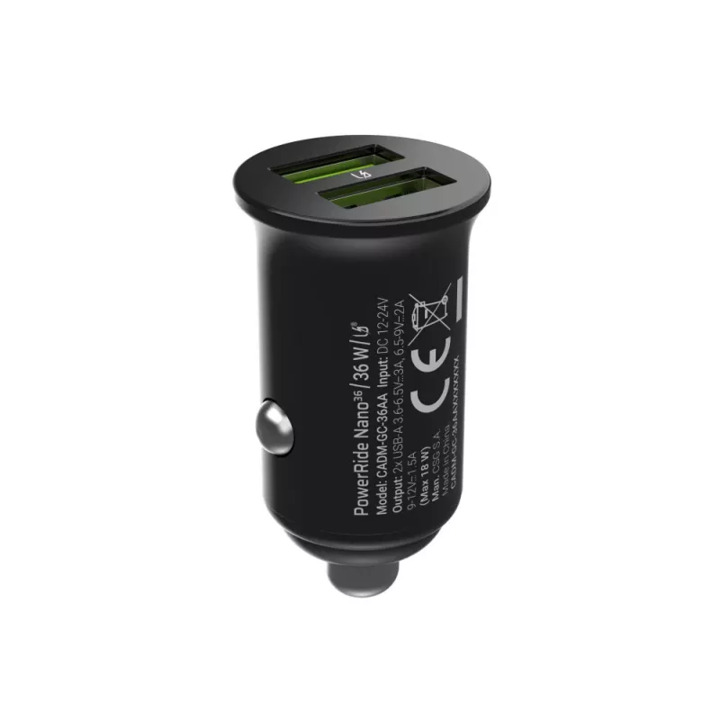 Ładowarka samochodowa/wewnętrzna zielony Cell CADM-GC-36AA 36W 2x USB-A Czarna do źródła zasilania 3,6–12V