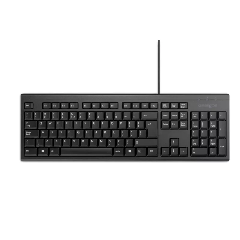 Kensington K63727WW, Pełnowymiarowa (100%), Przewodowa, USB, Membranowa, QWERTY, Czarna