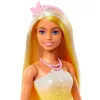 Barbie A Touch of Magic Królewska Lalka z Jasno Podkreślonymi Pasemkami, Spódnicą w Motyle i Akcesoriami