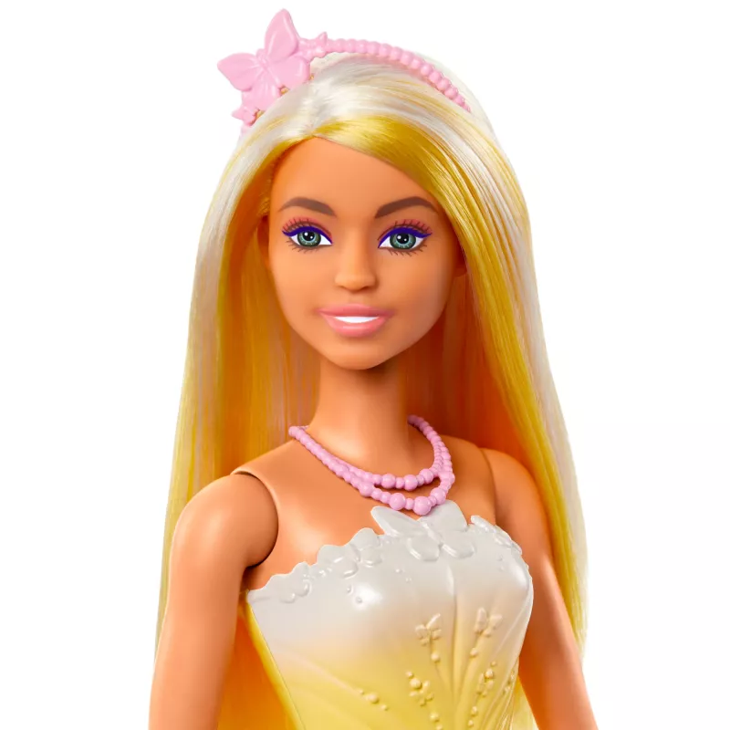 Barbie A Touch of Magic Królewska Lalka z Jasno Podkreślonymi Pasemkami, Spódnicą w Motyle i Akcesoriami