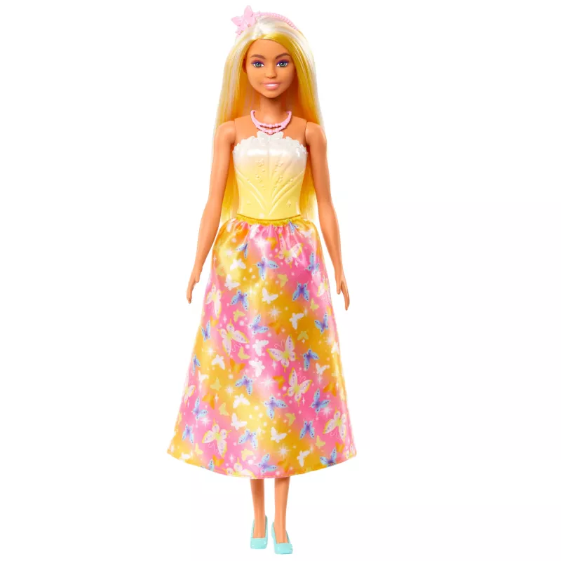 Barbie A Touch of Magic Królewska Lalka z Jasno Podkreślonymi Pasemkami, Spódnicą w Motyle i Akcesoriami