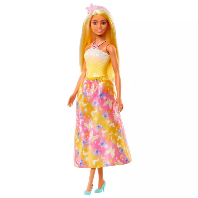Barbie A Touch of Magic Królewska Lalka z Jasno Podkreślonymi Pasemkami, Spódnicą w Motyle i Akcesoriami