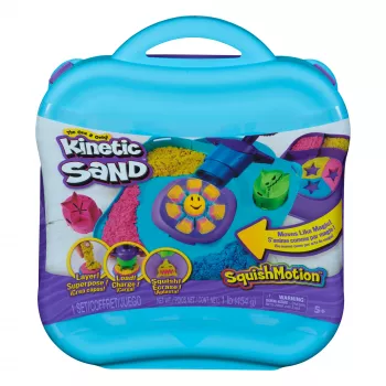 Kinetic Sand SquishMotion, upominki do koszyczka wielkanocnego, zawiera 1lb formowalnego piasku, stempel i 5 narzędzi, pojemnik do przechowywania, zabawki sensoryczne dla dzieci od 5 lat