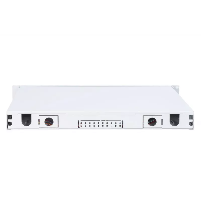 DIGITUS Fiber Optic Sliding Splice Box, 1U, Equipped 24x LC duplex, incl. M 25 Screw, Splice Cassette OM3 Color Pigtails, Adapter