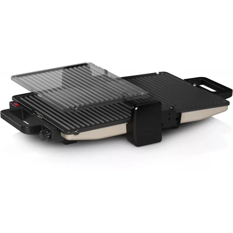 Grill kontaktowy Bosch TCG3302 2000W z ceramicznymi płytami 310x220 mm, regulowanym termostatem, wyjmowanymi płytami nadającymi się do mycia w zmywarce