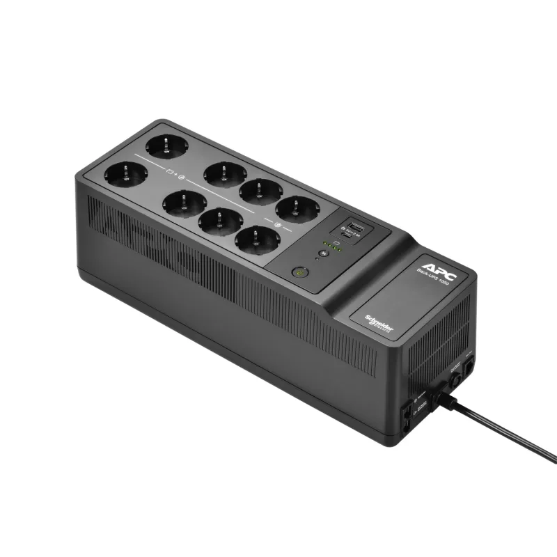 APC Back-UPS, 1050VA/600W do montażu na podłodze/ścianie, 230V, 8 gniazd Schuko CEE 7/3, port USB typu A+C, wymienialna bateria