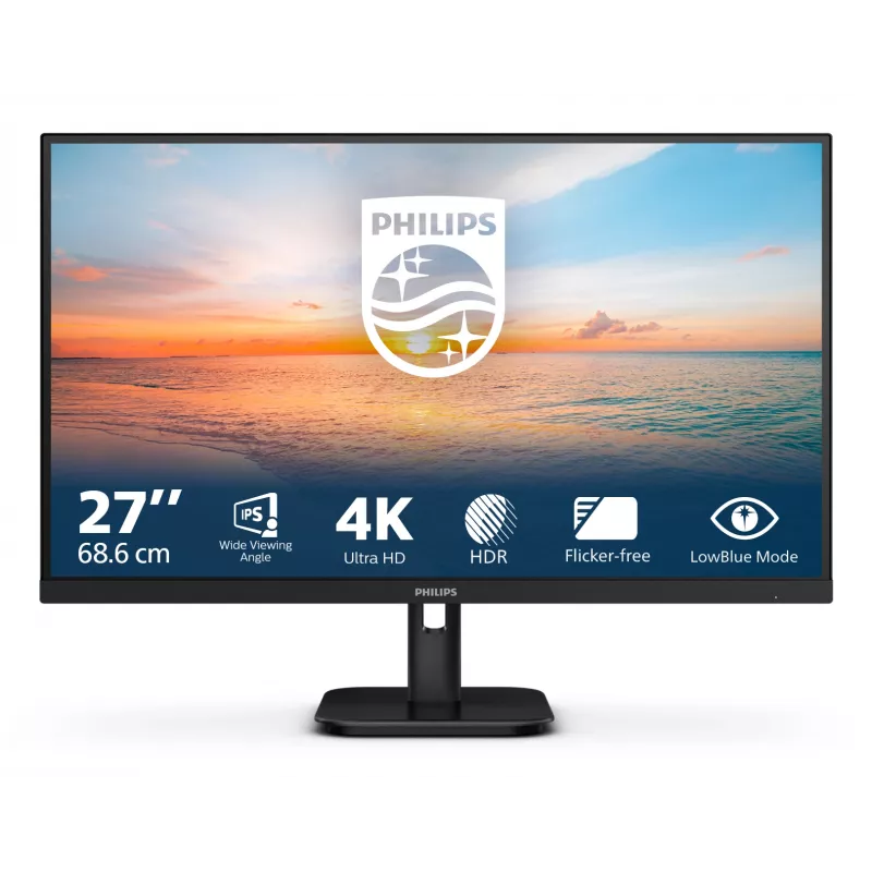 Philips 27E1N1800A/00 monitor komputerowy 68.6 cm (27 cali) 3840 x 2160 pikseli 4K Ultra HD LED Czarny