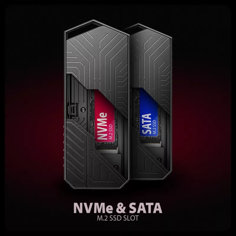 Axagon EEM2-GAM zewnętrzna metalowa obudowa USB-C 10 Gb/s dla dysków SSD M.2 NVMe i SATA. Beznarzędziowa