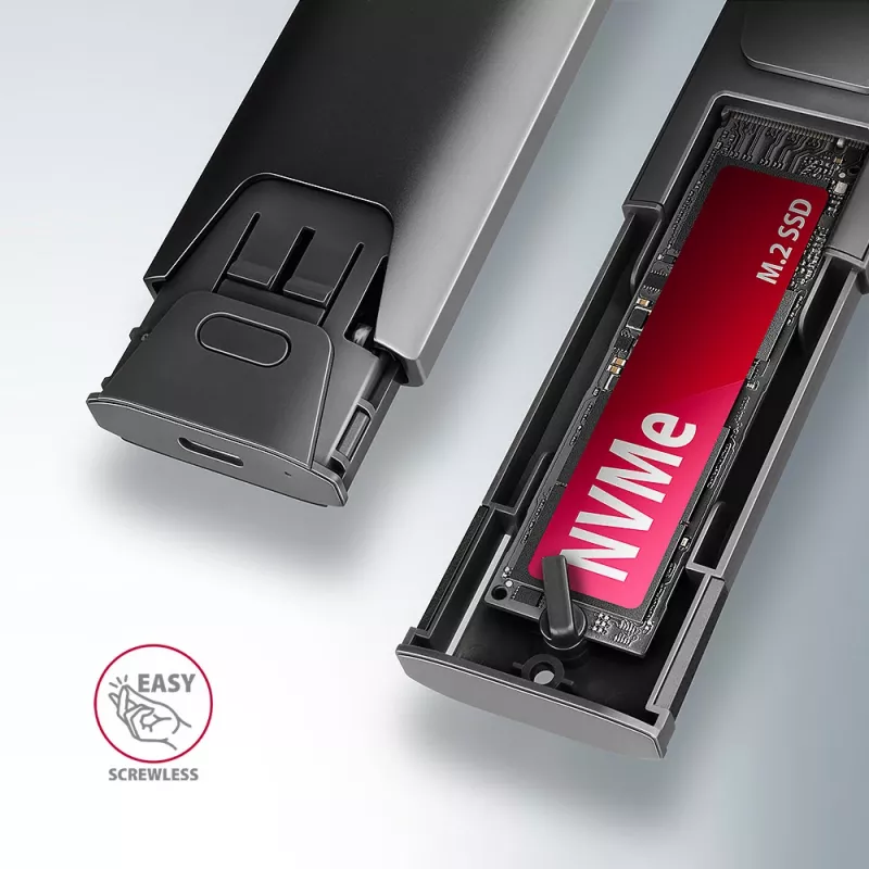 Axagon EEM2-GTS2 Zewnętrzna metalowa obudowa USB-C 10Gbps na dyski M.2 NVMe i SATA. Bezśrubowa