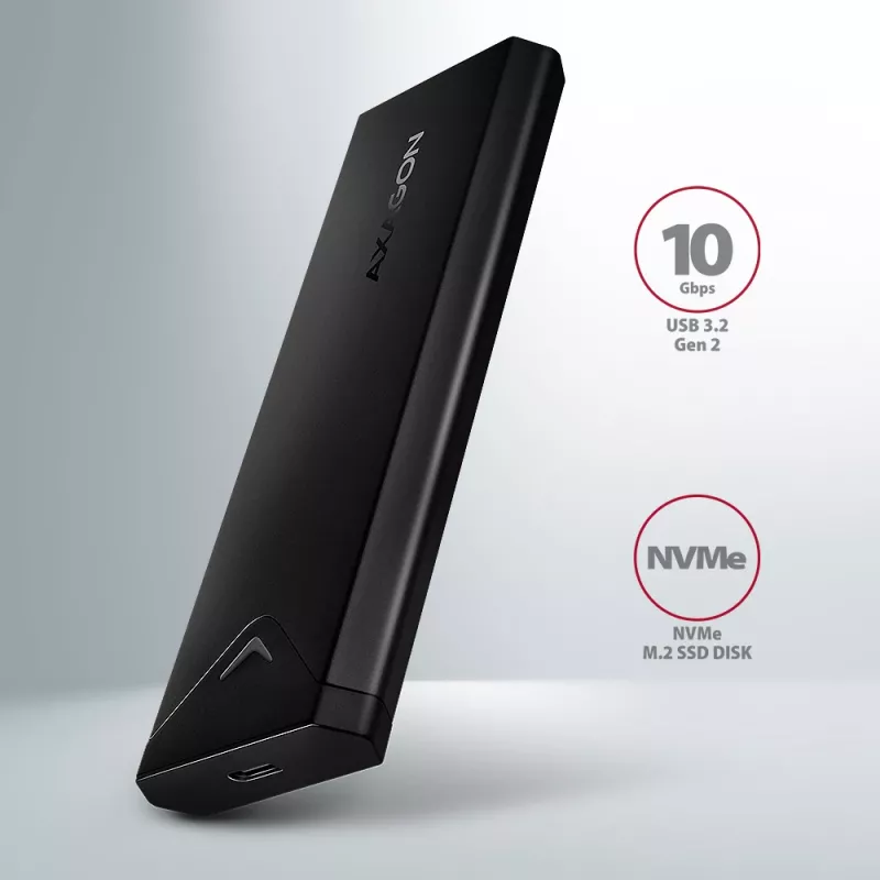 Axagon EEM2-UB2 Zewnętrzna metalowa obudowa USB-C 10Gbps dla dysków M.2 NVMe SSD. Czarna