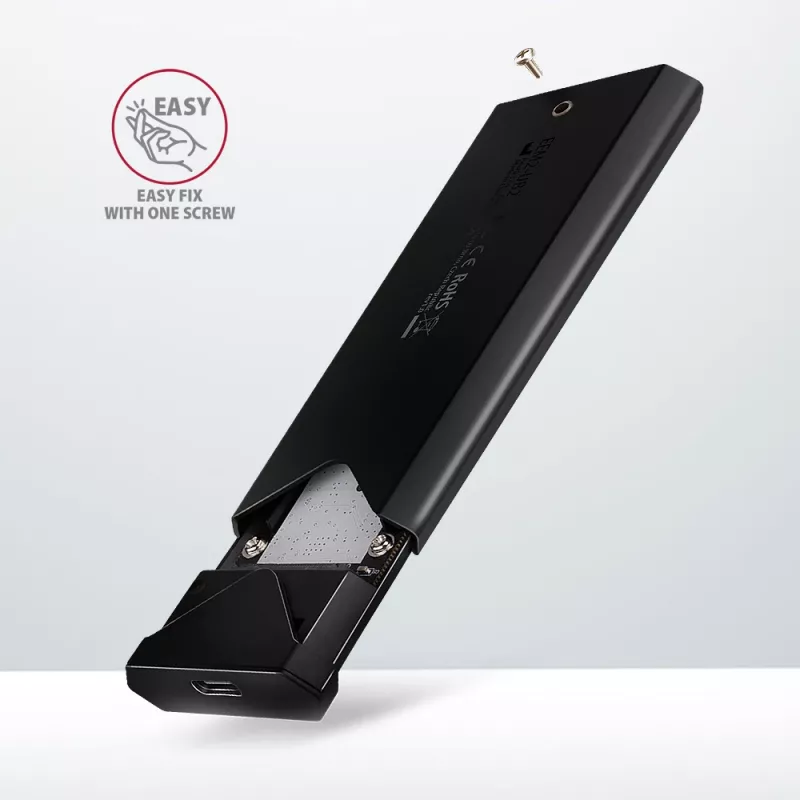 Axagon EEM2-UB2 Zewnętrzna metalowa obudowa USB-C 10Gbps dla dysków M.2 NVMe SSD. Czarna