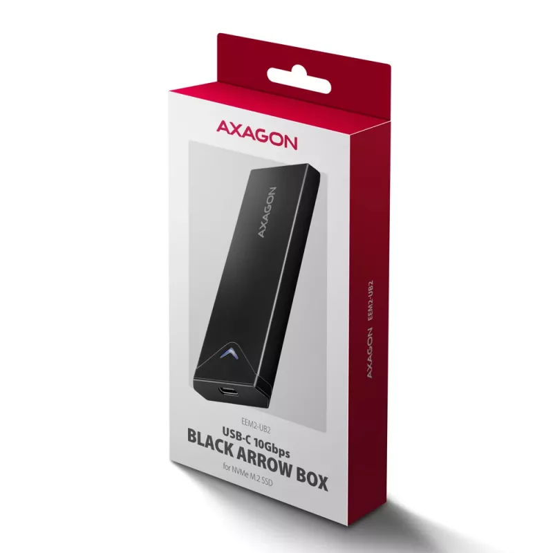 Axagon EEM2-UB2 Zewnętrzna metalowa obudowa USB-C 10Gbps dla dysków M.2 NVMe SSD. Czarna