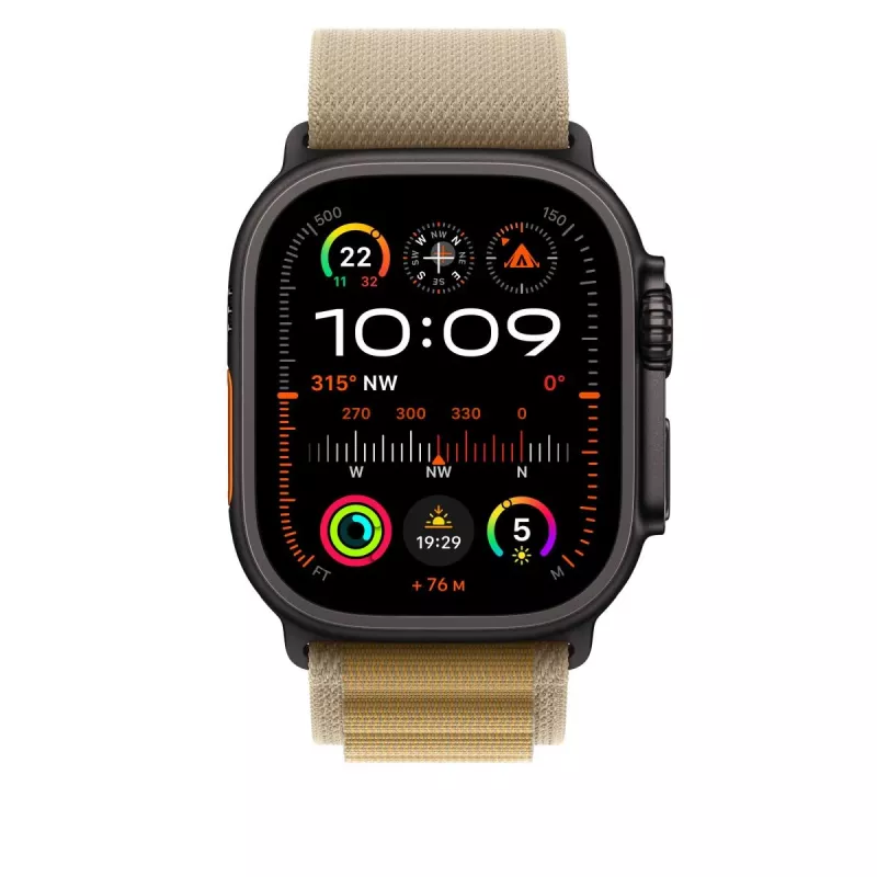 APPLE 49mm Pasek Alpine Loop Tan - Rozmiar M - Wykończenie z czarnego tytanu