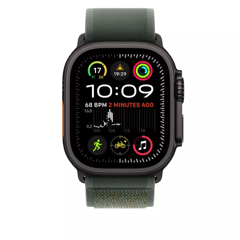 Pasek Apple 49mm zielony Trail Loop S/M Czarny Titanium Finish