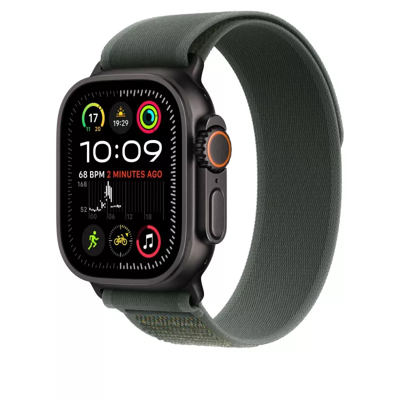 Pasek Apple 49mm zielony Trail Loop S/M Czarny Titanium Finish