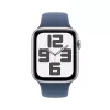Smartwatch Apple Watch SE GPS 44 mm srebrna aluminiowa koperta dżinsowy pasek sportowy niebieski S/M