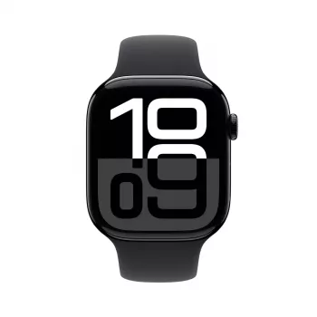Smartwatch Apple Watch Series 10 GPS 46mm Aluminiowa koperta w kolorze Jet Czarny z czarnym paskiem sportowym – S/M