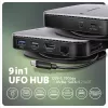 Axagon HMC-UFO USB-C Hub M.2 SATA/NVMe 1 Gbit/s Ethernet 384 kHz Audio Wired USB 3.2 Gen 2 (3.1 Gen 2) Type-C Czarny