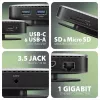 Axagon HMC-UFO USB-C Hub M.2 SATA/NVMe 1 Gbit/s Ethernet 384 kHz Audio Wired USB 3.2 Gen 2 (3.1 Gen 2) Type-C Czarny