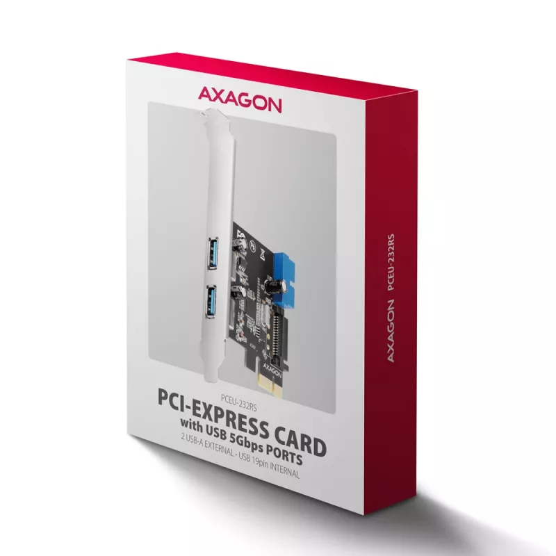 Axagon PCEU-232RS Kontroler PCIe 2x zewn. + 2x wewn. USB 5Gbps