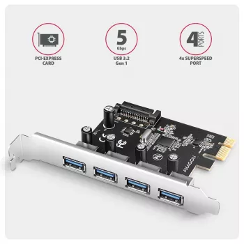 Kontroler Axagon PCEU-430RS PCIe 4x zewn. port USB-A 5Gbps