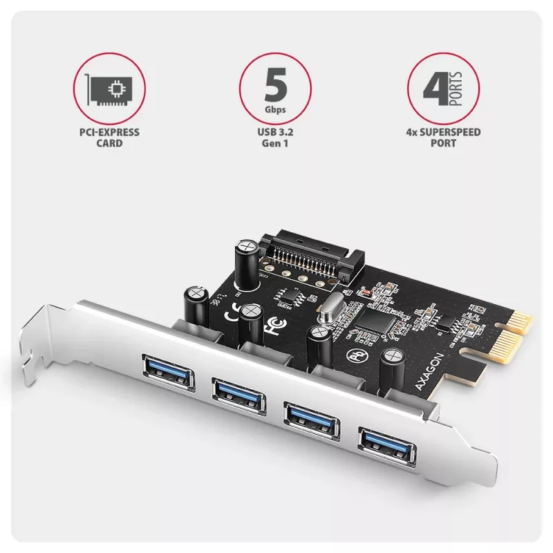 Kontroler Axagon PCEU-430RS PCIe 4x zewn. port USB-A 5Gbps