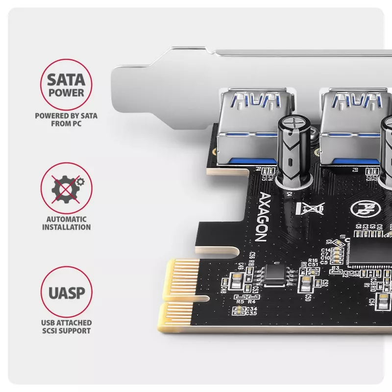 Kontroler Axagon PCEU-430RS PCIe 4x zewn. port USB-A 5Gbps