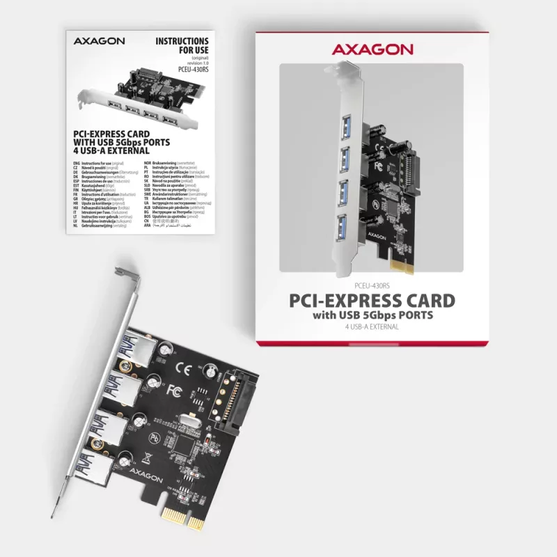 Kontroler Axagon PCEU-430RS PCIe 4x zewn. port USB-A 5Gbps