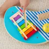 Fisher-Price Drewniany Stół Muzyczny z Zabawkami Instrumentami Perkusyjnymi, 3 Drewniane Elementy